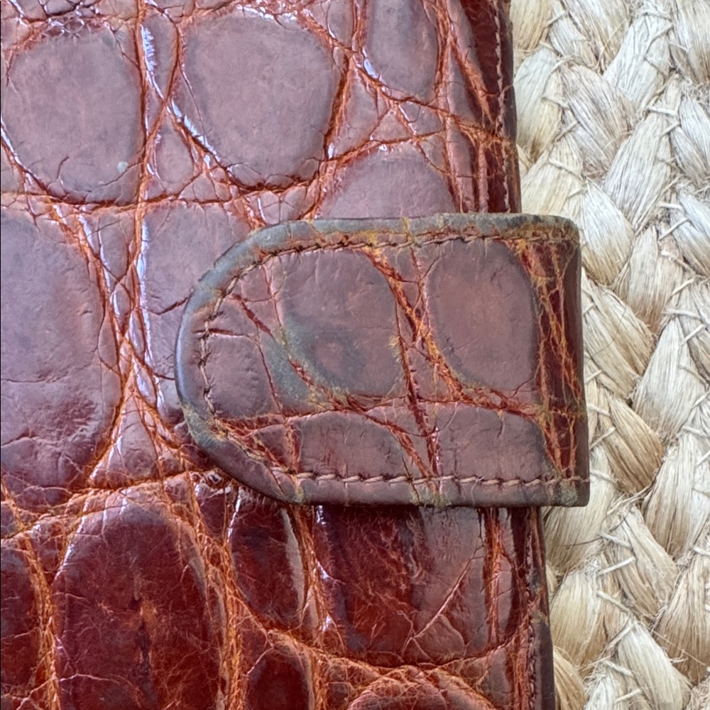 Luc Benoit Real Crocodile Brown Checkbook Billfold Wallet Vintage - Picture 3 of 10